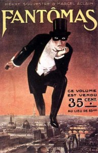 Le visage ou plutôt la silhouette de Fantômas est née d'une affiche publicitaire détournée, "les pilules Pink pour les visages pâles ". Il a suffit de rajouter un poignard dans la main du personnage pour lui donner une posture tout à fait inquiétante.